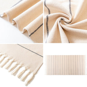 Embroidered Cream - colored Tassel Beach Towel - Zambeel
