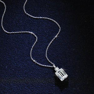 Emerald Diamond Square S925 Sterling Silver Necklace - Zambeel