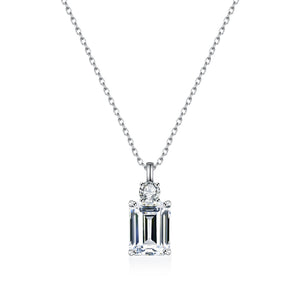 Emerald Diamond Square S925 Sterling Silver Necklace - Zambeel