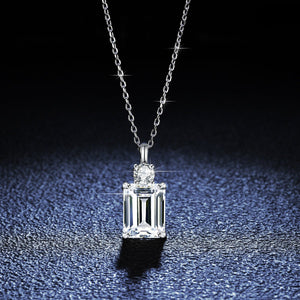 Emerald Diamond Square S925 Sterling Silver Necklace - Zambeel