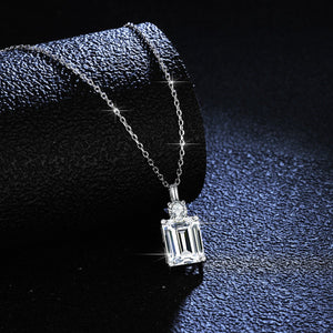 Emerald Diamond Square S925 Sterling Silver Necklace - Zambeel