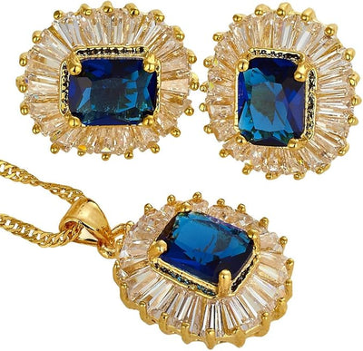 Emerald Gemstones Pendant Set - Zambeel