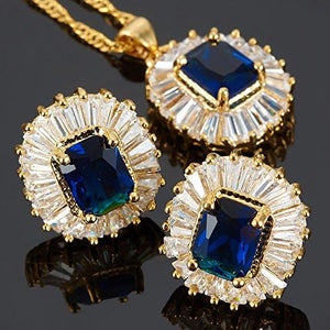 Emerald Gemstones Pendant Set - Zambeel
