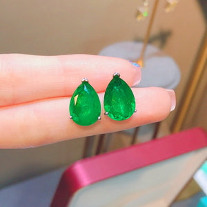 Emerald Paraiba Pear - shaped Earrings - Zambeel