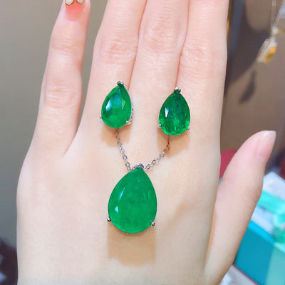 Emerald Paraiba Pear - shaped Earrings - Zambeel