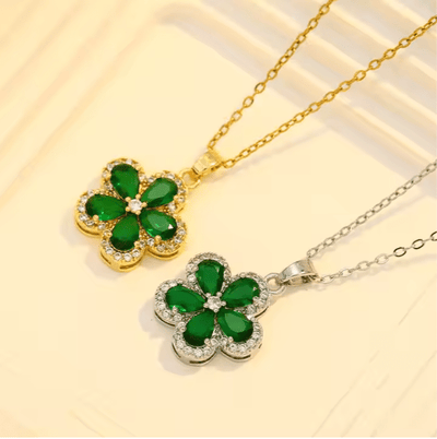 Emerald Zircon Flower Pendant Set - Zambeel