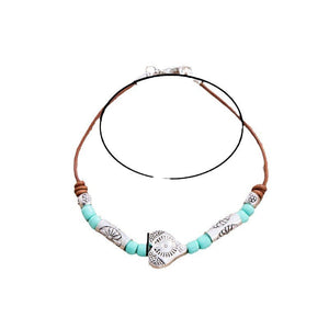 Ethnic - style Turquoise Bead Bracelet With A Loving Heart Design - Zambeel