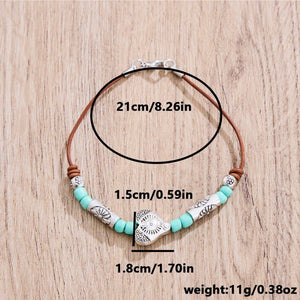 Ethnic - style Turquoise Bead Bracelet With A Loving Heart Design - Zambeel
