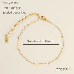 European, American And French Style Stainless Steel Fashion Side Clip Bead Necklace Anklet - Zambeel