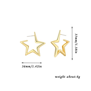 European And American Geometric Exaggerated Brass Earrings Five - pointed Star - Zambeel