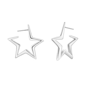 European And American Geometric Exaggerated Brass Earrings Five - pointed Star - Zambeel
