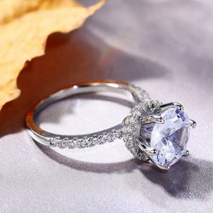 European And American Luxury Exquisite Zircon Six - claw Ring - Zambeel