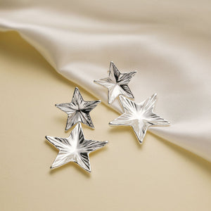 European And American Metal Fashion Brass Artificial Gold Earrings Geometric Five - pointed Star Double Layer - Zambeel