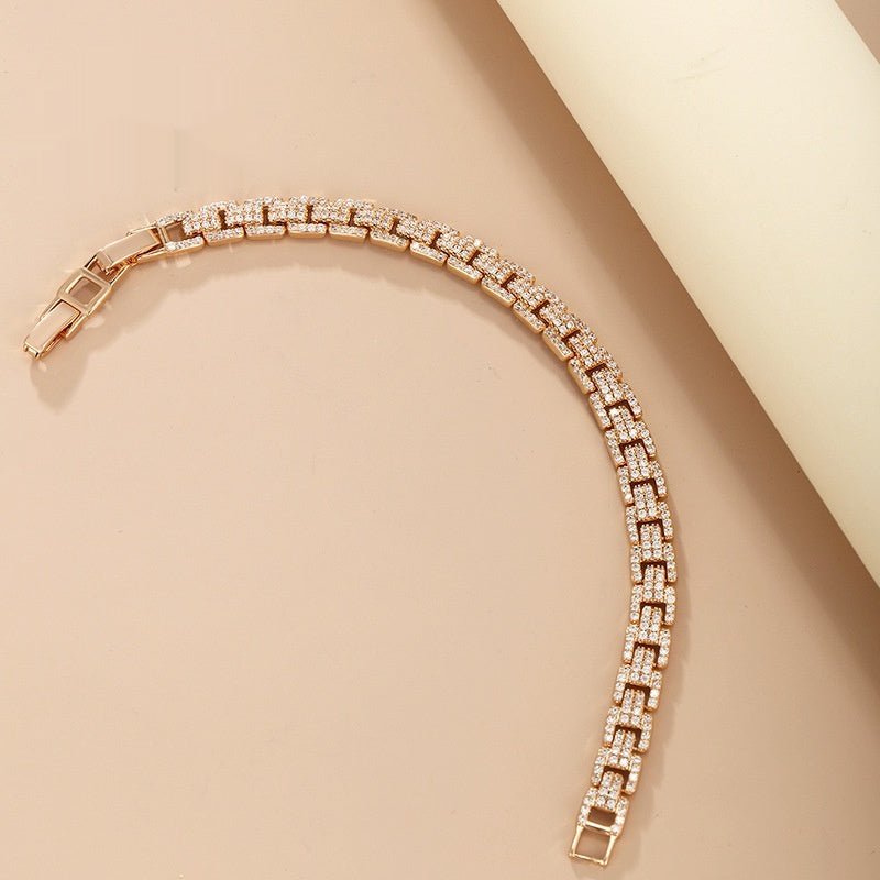 European And American Metallic Light Luxury Inlaid Zirconium Bracelet Personality Simple - Zambeel