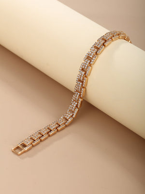 European And American Metallic Light Luxury Inlaid Zirconium Bracelet Personality Simple - Zambeel