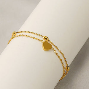 European And American New Titanium Steel Bracelet 18K Gold Love Pendant Oval Bead Necklace - Zambeel