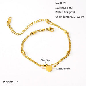European And American New Titanium Steel Bracelet 18K Gold Love Pendant Oval Bead Necklace - Zambeel