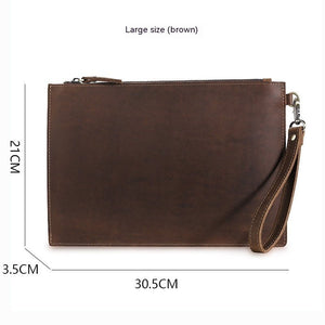 European And American Retro Crazy Horse Leather Men's Clutch - Zambeel