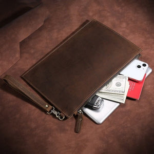 European And American Retro Crazy Horse Leather Men's Clutch - Zambeel