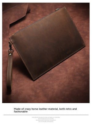 European And American Retro Crazy Horse Leather Men's Clutch - Zambeel