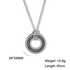 European And American Retro Style Luen Letter Circle Pendant Men's Necklace - Zambeel
