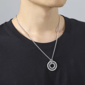 European And American Retro Style Luen Letter Circle Pendant Men's Necklace - Zambeel