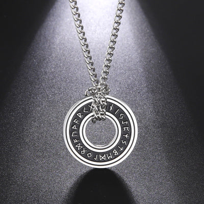 European And American Retro Style Luen Letter Circle Pendant Men's Necklace - Zambeel