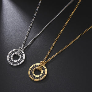 European And American Retro Style Luen Letter Circle Pendant Men's Necklace - Zambeel