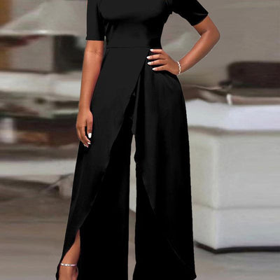 European And American Women's Fashion Short - sleeve Off - shoulder Solid - color Jumpsuit - Zambeel