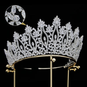European And American Zircon Bridal Crown Headpiece With Metal Plating, Korean Style - Zambeel
