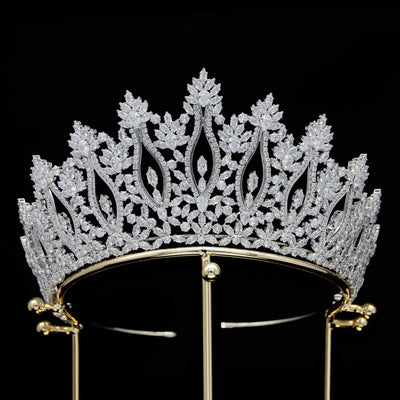 European And American Zircon Bridal Crown Headpiece With Metal Plating, Korean Style - Zambeel