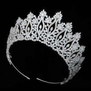 European And American Zircon Bridal Crown Headpiece With Metal Plating, Korean Style - Zambeel