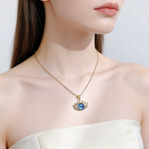 Evil Eye Hamsa Hand Necklace For Women, Protection Amulet Pendant With Titanium Steel - Zambeel