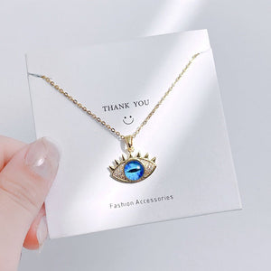 Evil Eye Hamsa Hand Necklace For Women, Protection Amulet Pendant With Titanium Steel - Zambeel