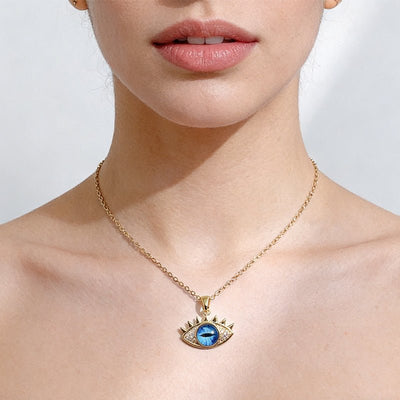 Evil Eye Hamsa Hand Necklace For Women, Protection Amulet Pendant With Titanium Steel - Zambeel