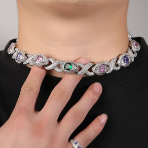 Exaggerated 15mm Zircon Infinity Eyes 8 - Shape Cuban Necklace - Zambeel