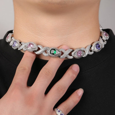 Exaggerated 15mm Zircon Infinity Eyes 8 - Shape Cuban Necklace - Zambeel