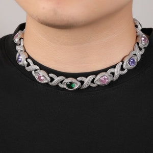 Exaggerated 15mm Zircon Infinity Eyes 8 - Shape Cuban Necklace - Zambeel