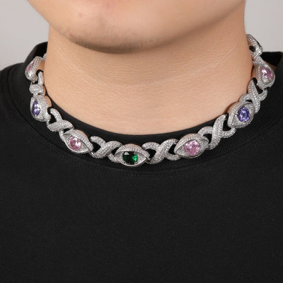 Exaggerated 15mm Zircon Infinity Eyes 8 - Shape Cuban Necklace - Zambeel