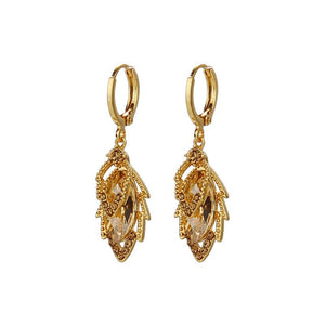 Exquisite Crystal Leaf Silver Needle Ear Clip Female - Zambeel