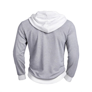 FallWinter Casual Textured Waffle - knit Contrast - color Long - sleeve Hoodie With Buttons - Zambeel