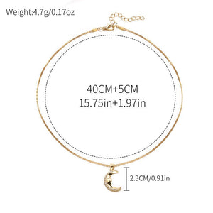 Fashion Diamond Moon Necklace Simple Alloy Women - Zambeel