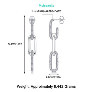 Fashion Geometric Silver Earrings Moissanite - Zambeel