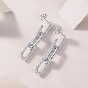 Fashion Geometric Silver Earrings Moissanite - Zambeel