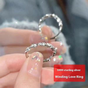 Fashion Jewelry S999 Sterling Silver Winding Love Ring - Zambeel