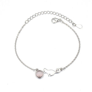 Fashion Ladies Cat Charm Bracelet Silver - Zambeel