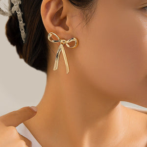 Fashion Personality Metal Bow Stud Earrings - Zambeel