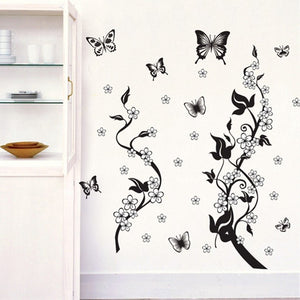 Fashion PVC Wall Sticker Butterfly Flower Third Generation Wall Sticker - Zambeel
