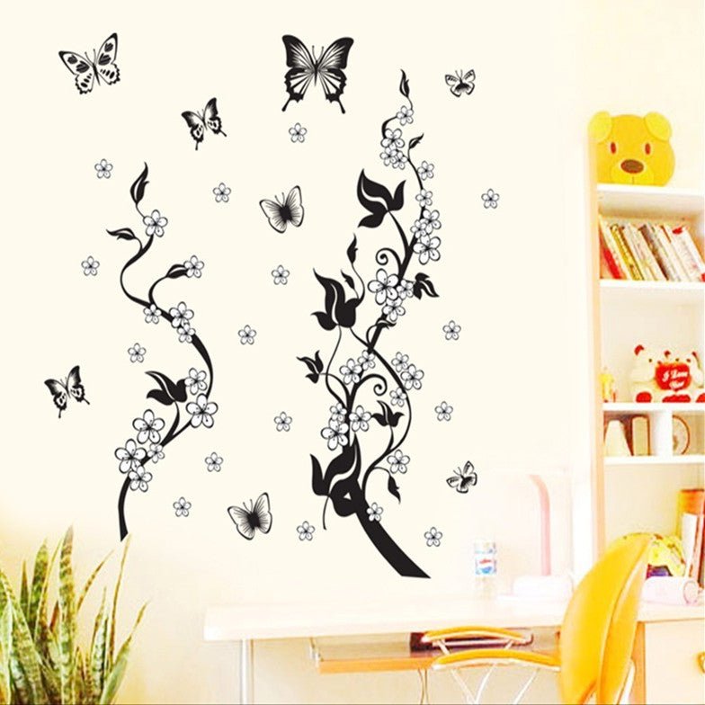 Fashion PVC Wall Sticker Butterfly Flower Third Generation Wall Sticker - Zambeel