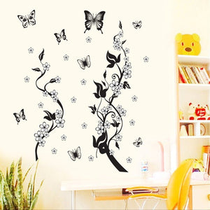 Fashion PVC Wall Sticker Butterfly Flower Third Generation Wall Sticker - Zambeel
